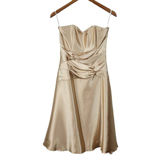 Scott McClintock Evening Dress Jacket size 8 Mother Of Bride Grooom Gold Satin - Picture 5 of 7